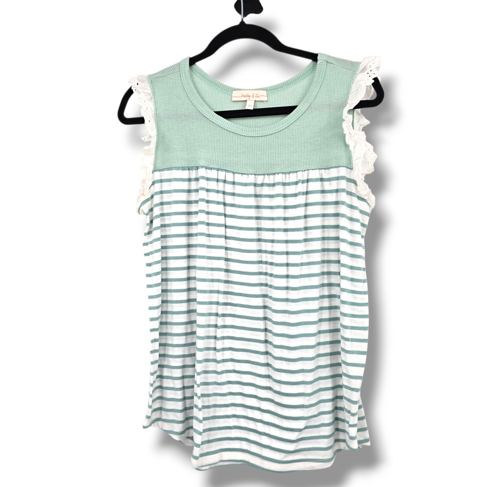 Adorable & cozy Mint Green Striped Tank Top